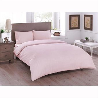 Nevresim Dünyası Ranforce Dört Mevsim 200 x 220 cm Lastikli Düz Çift Kişilik Nevresim Takımı Açık Pembe