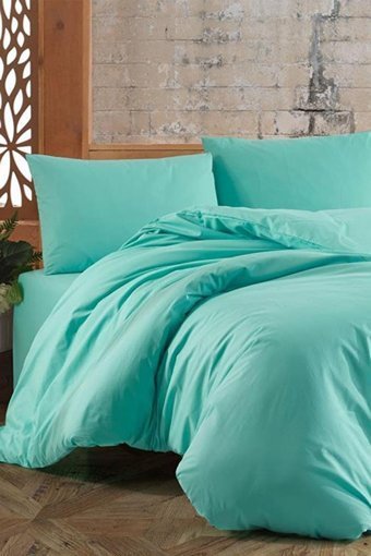 Çeyiz Diyarı Ranforce Dört Mevsim 200 x 220 cm Düz Çift Kişilik Nevresim Takımı Buz Mavisi