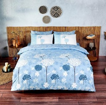 Nevresim Dünyası Ranforce Dört Mevsim 200 x 220 cm Çiçekli Çift Kişilik Nevresim Takımı Mavi
