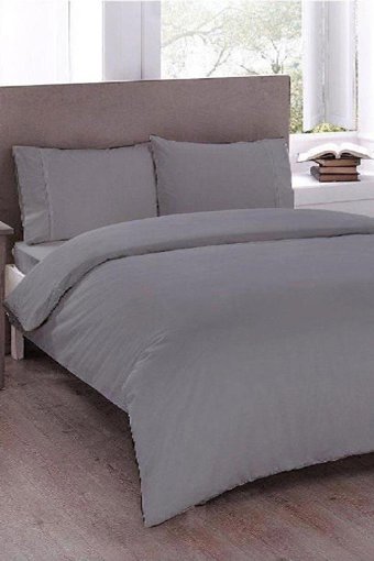 Çeyiz Diyarı Ranforce Dört Mevsim 200 x 220 cm Düz Çift Kişilik Nevresim Takımı Gri