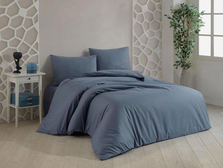 Çeyiz Diyarı Ranforce Dört Mevsim 200 x 220 cm Düz Çift Kişilik Nevresim Takımı Petrol
