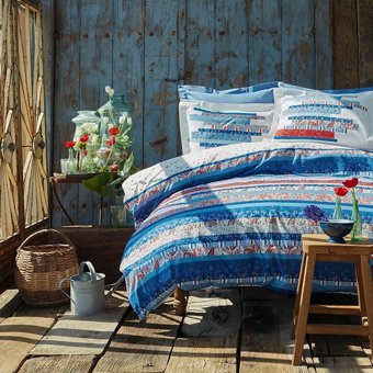 Apricitas Pamuk Kışlık 200 x 220 cm Etnik Çift Kişilik Nevresim Takımı Lacivert