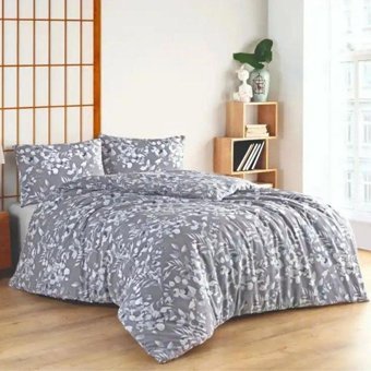 T.Concept Pamuk Dört Mevsim 200 x 220 cm Desenli Çift Kişilik Nevresim Takımı Gri