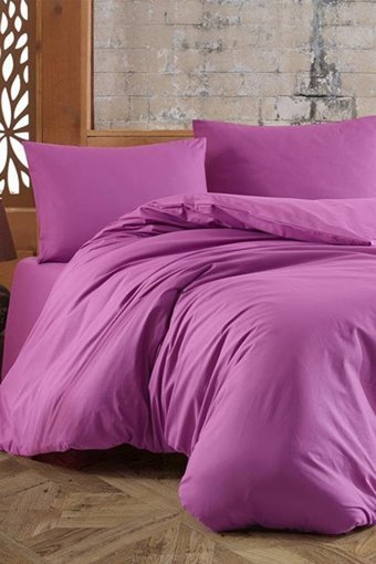 Çeyiz Diyarı Ranforce Dört Mevsim 200 x 220 cm Düz Çift Kişilik Nevresim Takımı Mor