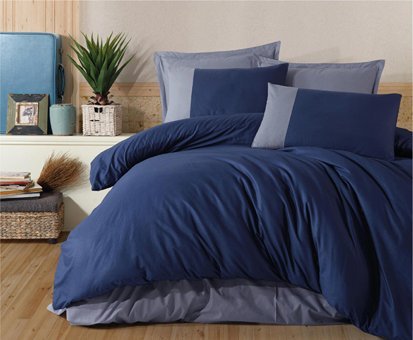 Clasy Ranforce Dört Mevsim 200 x 220 cm Düz Çift Kişilik Nevresim Takımı Lacivert