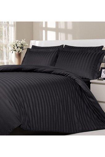 Özdilek Saten Kışlık 200 x 220 cm Çizgili Çift Kişilik Nevresim Takımı Siyah