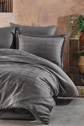 Clasy Ranforce Dört Mevsim 200 x 220 cm Fitilli Çift Kişilik Nevresim Takımı Gri