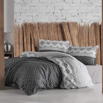 Clasy Ranforce Dört Mevsim 200 x 220 cm Etnik Çift Kişilik Nevresim Takımı Antrasit