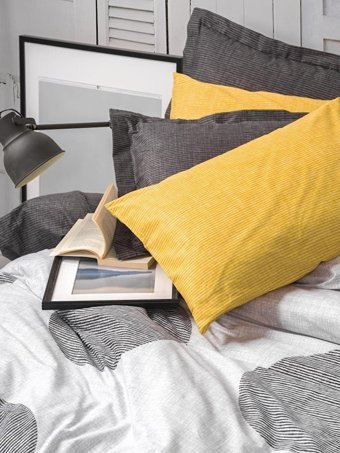 Nevresim Dünyası Ranforce Dört Mevsim 200 x 220 cm Puanlı Çift Kişilik Nevresim Takımı Sarı