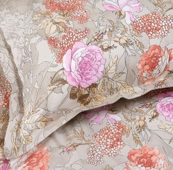 Karaca Home Pamuk Saten Dört Mevsim 200 x 220 cm Çiçekli Çift Kişilik Nevresim Takımı Gri