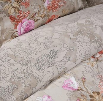 Karaca Home Pamuk Saten Dört Mevsim 200 x 220 cm Çiçekli Çift Kişilik Nevresim Takımı Gri