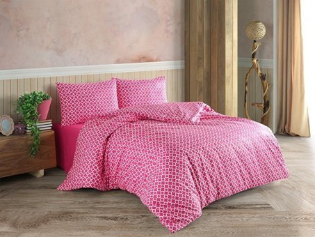 Çeyiz Diyarı Ranforce Dört Mevsim 200 x 220 cm Elips Çift Kişilik Nevresim Takımı Fuşya