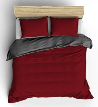 Sedef Home Kışlık 160 x 220 cm Düz Çift Kişilik Nevresim Takımı Antrasit Bordo
