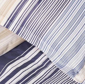 Karaca Home Pamuk Saten Dört Mevsim 200 x 220 cm Çizgili Çift Kişilik Nevresim Takımı İndigo