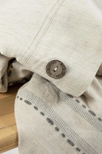 Ecocotton Keten Dört Mevsim 200 x 220 cm Şeritli Çift Kişilik Nevresim Takımı Antrasit