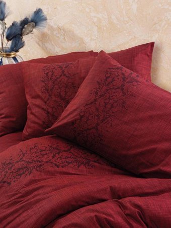 Cotton Box Ranforce Dört Mevsim 200 x 220 cm Bordür Çift Kişilik Nevresim Takımı Bordo