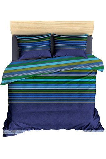 Makiteks Pamuk Dört Mevsim 200 x 220 cm Çizgili Çift Kişilik Nevresim Takımı Çok Renkli