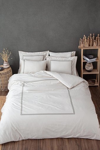 Ecocotton Pamuk Saten Dört Mevsim 200 x 220 cm Modern Çift Kişilik Nevresim Takımı Yeşil
