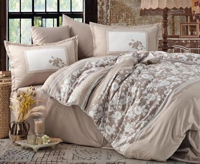 Clasy Saten Kışlık 200 x 220 cm Modern Çift Kişilik Nevresim Takımı Bej