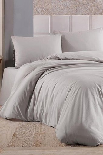 Çeyiz Diyarı Pamuk Saten Dört Mevsim 200 x 220 cm Düz Çift Kişilik Nevresim Takımı Gri