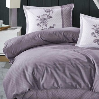 Clasy Ranforce Dört Mevsim 200 x 220 cm Çizgili Çift Kişilik Nevresim Takımı Lila