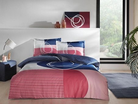 Nevresim Dünyası Saten Dört Mevsim 200 x 220 cm Desenli Çift Kişilik Nevresim Takımı Lacivert