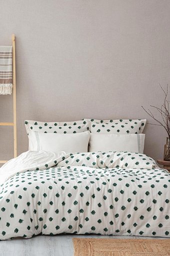 Ecocotton Pamuk Dört Mevsim 200 x 220 cm Modern Çift Kişilik Nevresim Takımı Yeşil