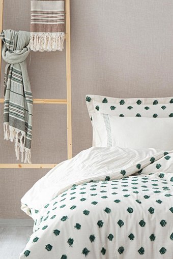 Ecocotton Pamuk Dört Mevsim 200 x 220 cm Modern Çift Kişilik Nevresim Takımı Yeşil