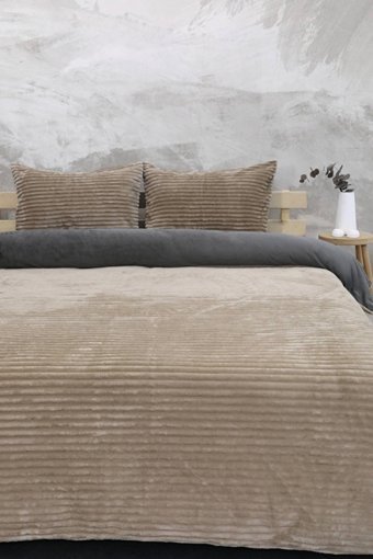 Favora Pamuk Dört Mevsim 200 x 220 cm Çizgili Çift Kişilik Nevresim Takımı Pudra