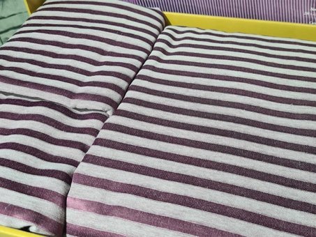Çeyiz Diyarı Pamuk Dört Mevsim 200 x 220 cm Çizgili Çift Kişilik Nevresim Takımı Mürdüm