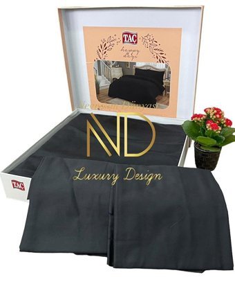 Nevresim Dünyası Saten Dört Mevsim 200 x 220 cm Desenli Çift Kişilik Nevresim Takımı Siyah