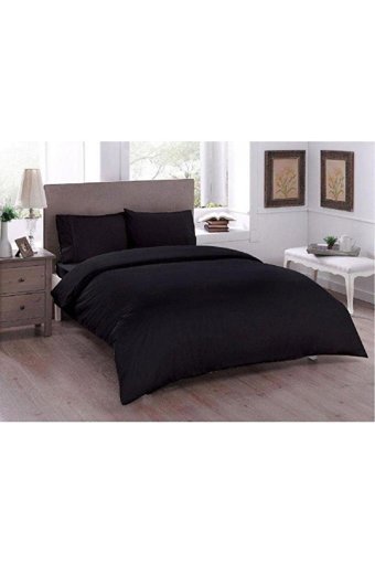 Çeyiz Diyarı Ranforce Dört Mevsim 200 x 220 cm Düz Çift Kişilik Nevresim Takımı Siyah