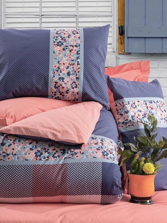 Cotton Box Pamuk Dört Mevsim 200 x 220 cm Modern Çift Kişilik Nevresim Takımı Mercan