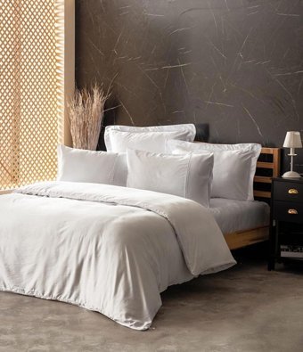 Cotton Box Saten Dört Mevsim 200 x 220 cm Biyeli Çift Kişilik Nevresim Takımı Beyaz