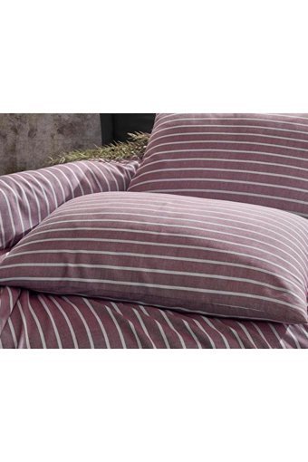 Cotton Box Saten Dört Mevsim 200 x 220 cm Çizgili Çift Kişilik Nevresim Takımı Bordo