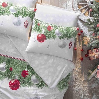 Nevresim Dünyası Pamuk Dört Mevsim 200 x 220 cm Desenli Çift Kişilik Nevresim Takımı Yeşil