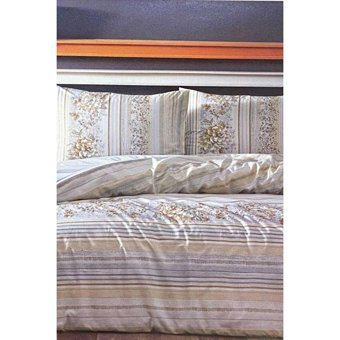 Özdilek Kışlık 200 x 220 cm Çiçekli Çizgili Çift Kişilik Nevresim Takımı Bej