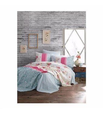New Home Pamuk Kışlık 200 x 240 cm Çiçekli Puanlı Çift Kişilik Nevresim Takımı Çok Renkli