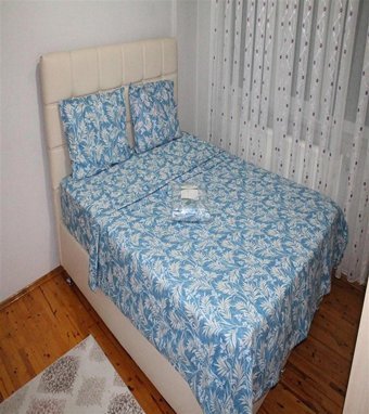 More Home Pamuk Dört Mevsim 200 x 220 cm Lastikli Çiçekli Çift Kişilik Nevresim Takımı Beyaz Mavi