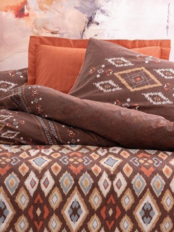 Cotton Box Pamuk Dört Mevsim 200 x 220 cm Modern Çift Kişilik Nevresim Takımı Turuncu