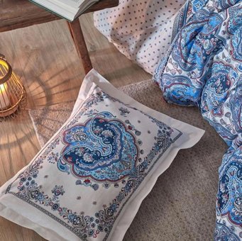 Karaca Home Pamuk Dört Mevsim 200 x 220 cm Desenli Çift Kişilik Nevresim Takımı Mavi