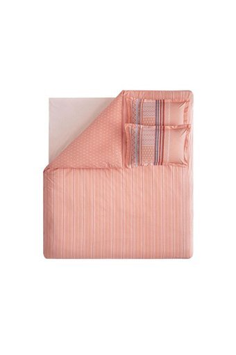 Yataş Ranforce Kışlık 200 x 220 cm Çizgili Çift Kişilik Nevresim Takımı Somon