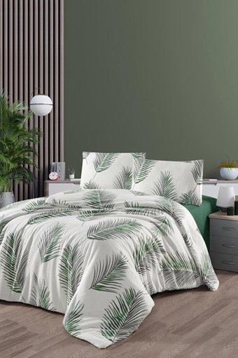 Mulberry Pamuk Kışlık 200 x 220 cm Yaprak Çift Kişilik Nevresim Takımı Beyaz