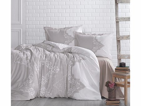 Clasy Ranforce Dört Mevsim 200 x 220 cm Şal Desen Çift Kişilik Nevresim Takımı Açık Kahverengi