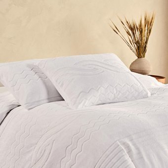 Marie Claire Pamuk Polyester Kışlık 200 x 220 cm Çizgili Çift Kişilik Nevresim Takımı Beyaz