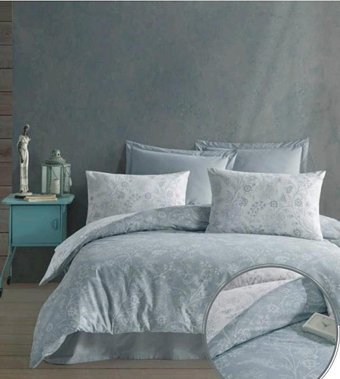 Nevresim Dünyası Pamuk Dört Mevsim 200 x 220 cm Çiçekli Çift Kişilik Nevresim Takımı Gri