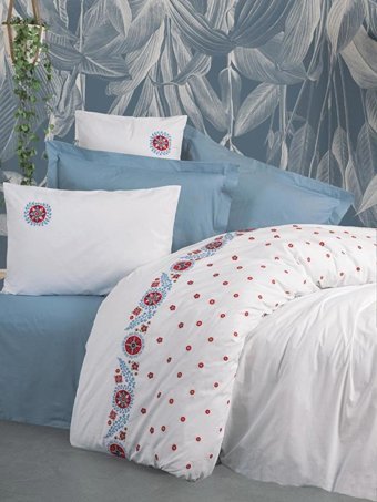 Cotton Box Ranforce Dört Mevsim 200 x 220 cm Modern Çift Kişilik Nevresim Takımı Mavi