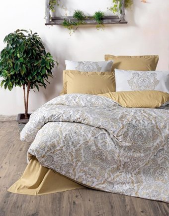 Cotton Box Pamuk Dört Mevsim 200 x 220 cm Modern Çift Kişilik Nevresim Takımı Hardal