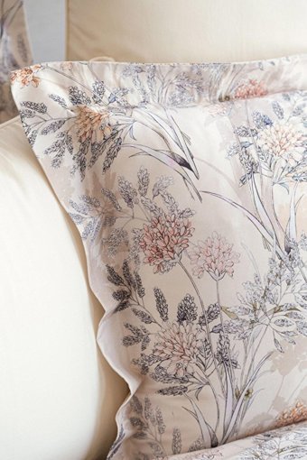 İssimo Home Pamuk Saten Dört Mevsim 200 x 220 cm Çiçekli Çift Kişilik Nevresim Takımı Pudra