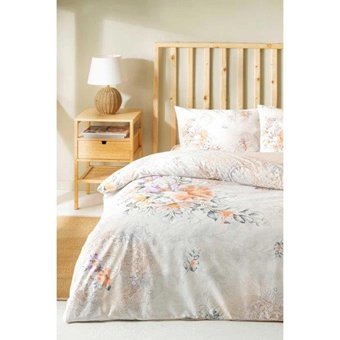 Özdilek Pamuk Polyester Kışlık 200 x 220 cm Çiçekli Çift Kişilik Nevresim Takımı Somon